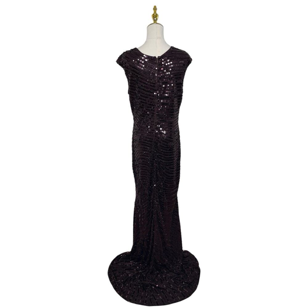 Mac Duggal 5441 Brown & Black Embellished‎ Cap Sleeve Dress Size 6 $598 - Picture 7 of 9